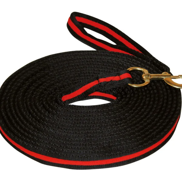 Longe mit weichem Griff und drehbarem Karabinerhaken, 8 m, Schwarz und Rot