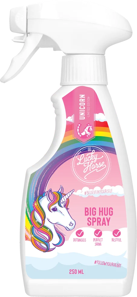LUCK10.png Entwirrspray für Pferdemähne und Schweif, 250 ml – Lucky Horse Unicorn Knuffel Spray – Bild 1