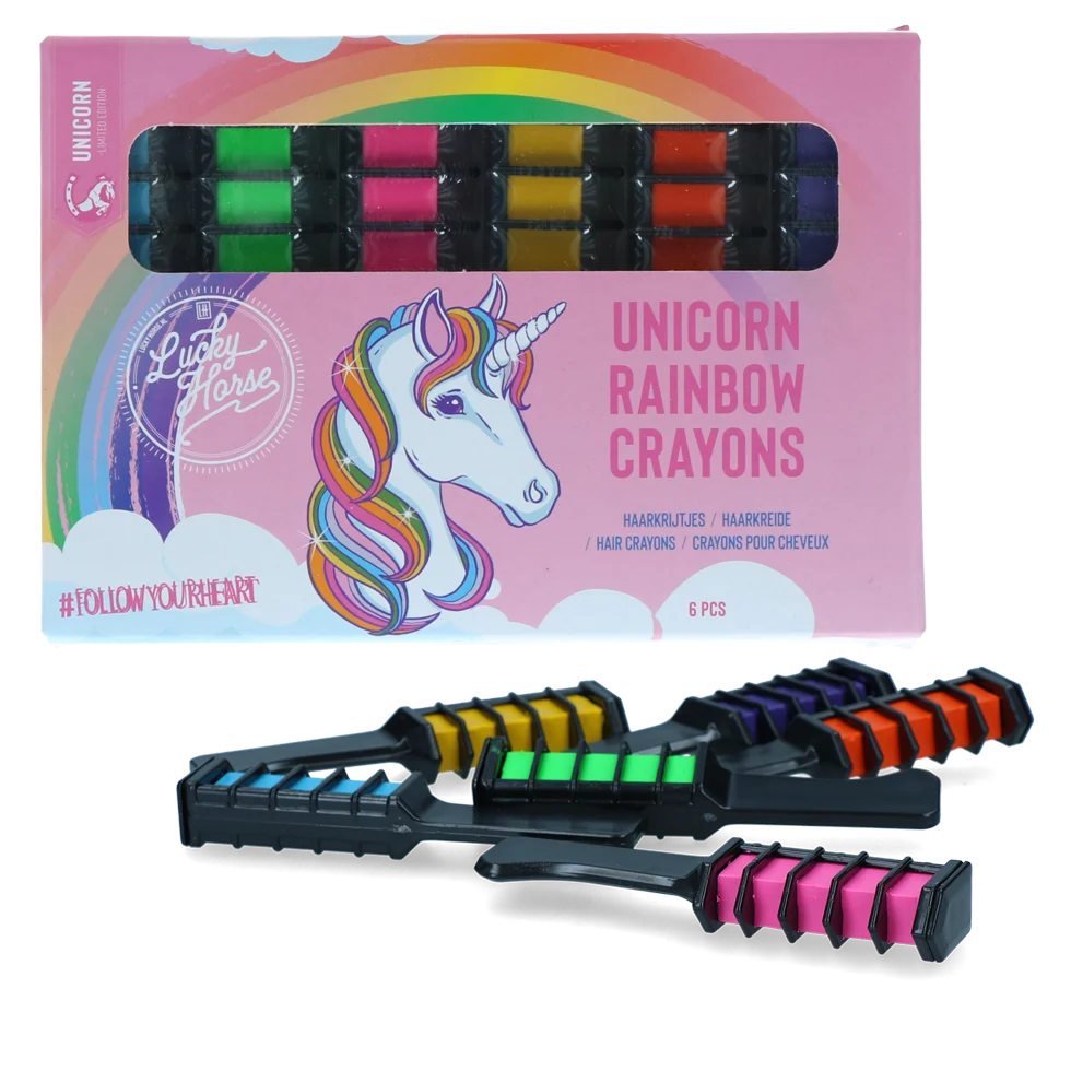 LUCK28.png Haarkreide für Pferde in Regenbogenfarben, 6 Stück – Lucky Horse Unicorn Regenbogen Farbkreide – Bild 1