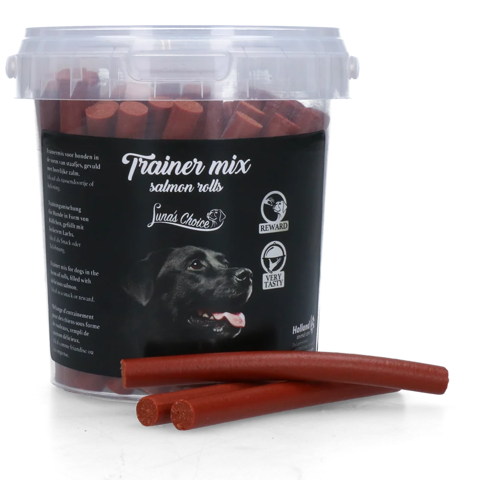 LUNA0044.png Lachsstäbchen für Hunde, weich, 11 cm, 500 g – Luna's Choice Trainer Mix Lachsstäbchen – Bild 1
