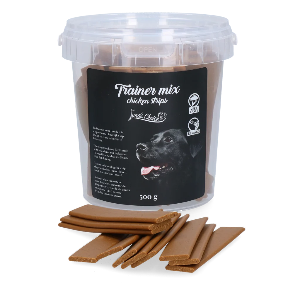 LUNA0051.png Trainingssnacks mit Huhn, weiche Streifen, 500 g – Luna's Choice Trainer Mix Chicken strips – Bild 1