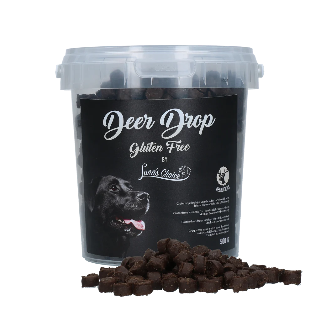 LUNA0054B.png Trainingssnacks mit Hirschfleisch, glutenfrei, 500 g – Luna's Choice Trainer Mix Deer Drop (glutenfrei) – Bild 1