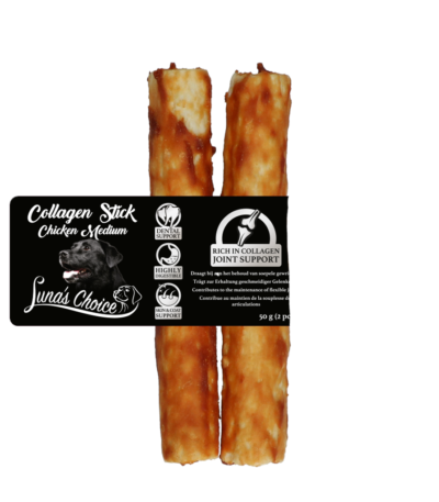 Kauartikel für Hunde mit Huhn, M, 12,5 x 2,5 cm – Luna's Choice Collagen Chews Stick