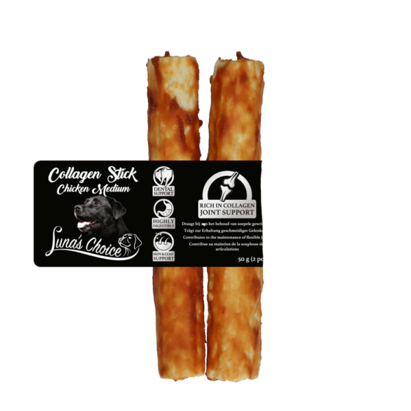 Kauartikel für Hunde mit Huhn, M, 12,5 x 2,5 cm – Luna's Choice Collagen Chews Stick