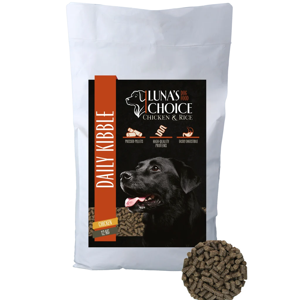 LUNA033.png Kaltgepresstes Hundefutter mit Huhn und Reis, 12 kg – Luna's Choice Adult Kip/Rijst – Bild 1