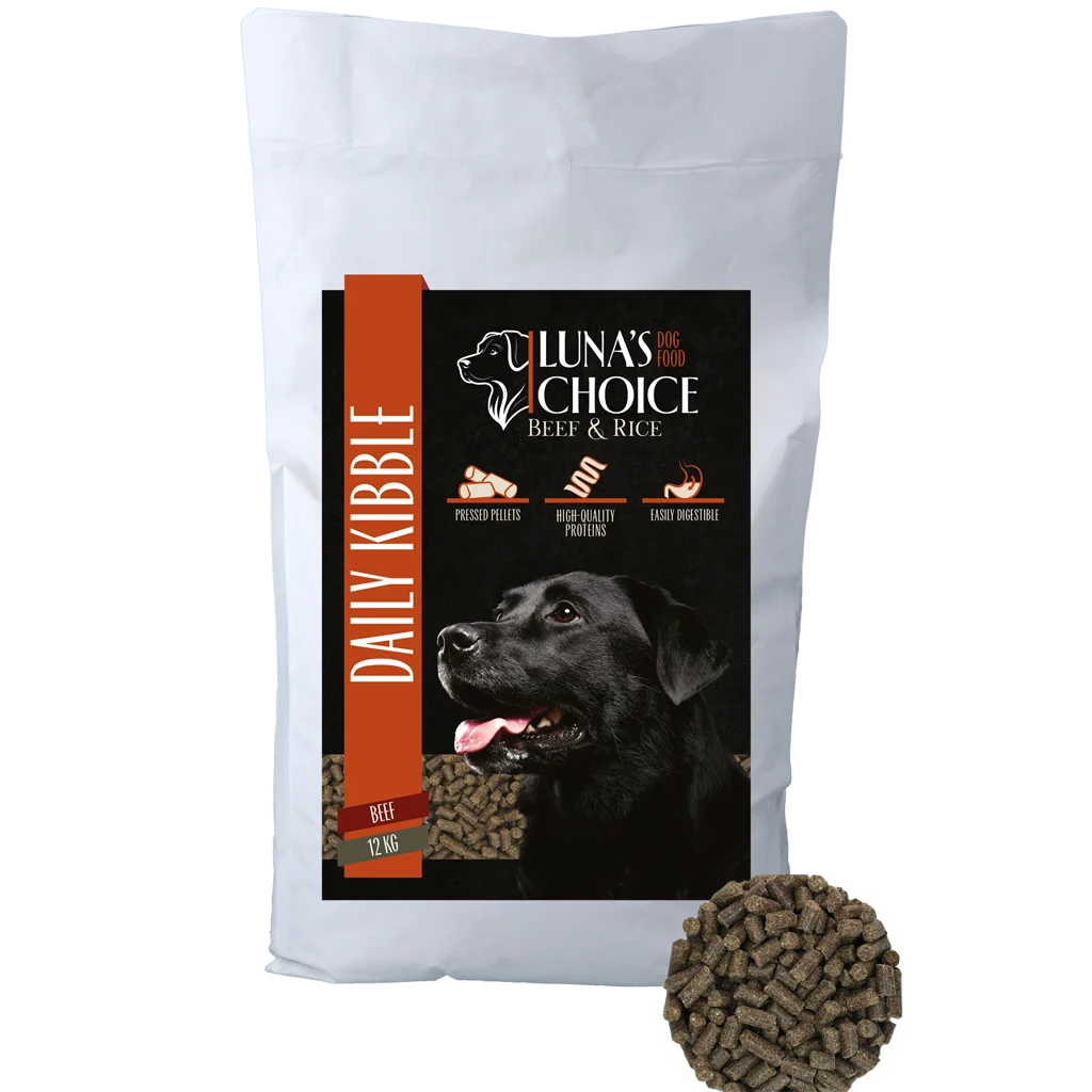 Kaltgepresstes Hundefutter mit Rind und Reis, 12 kg – Luna's Choice Adult Rund/Rijst – Bild 1