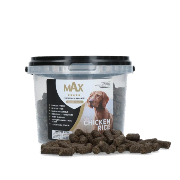 Kaltgepresstes Hundefutter mit Huhn und Reis, 400 g – Max Adult Kaltgepresste Kroketten Huhn & Reis