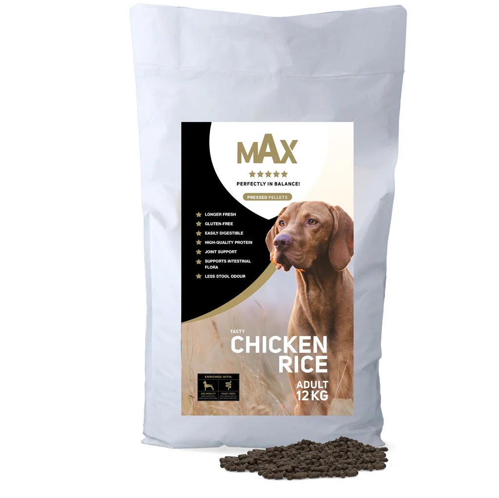 Gepresstes Hundefutter mit Huhn und Reis, 12 kg – Max Adult Gepresste Kroketten Huhn & Reis – Bild 1