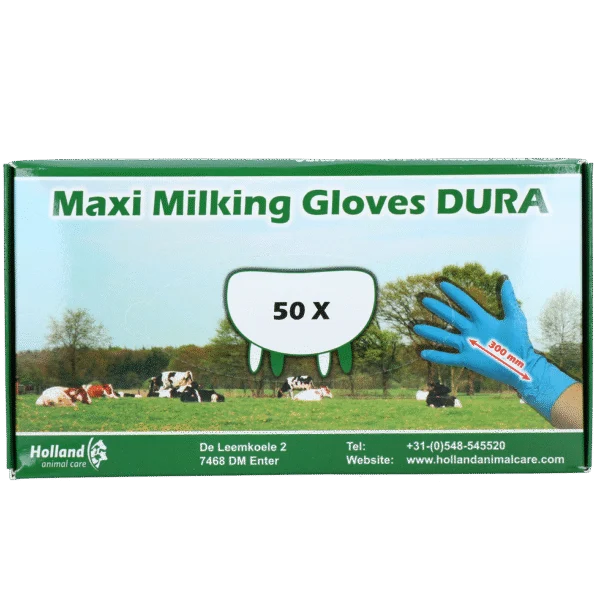 Melkhandschuhe extra dick und lang, Größe S (6 bis 7), 50 Stück – Hofman Animal Care Maxi Milking Gloves DURA