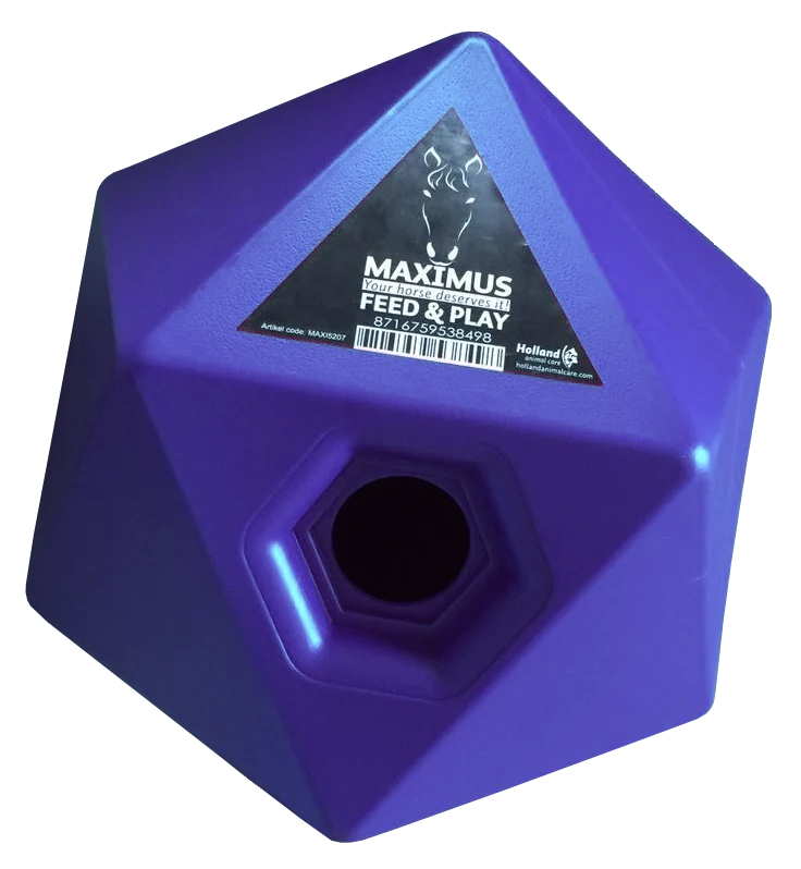 MAXI5201.png Futterspielwürfel für Pferde mit 37 mm großer Leckerliöffnung, Blau – Maximus Feed & Play Cube – Bild 1