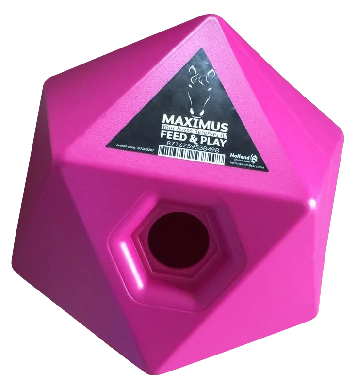 Futterwürfel für Pferde, rosa, Belohnungsöffnung 37 mm – Maximus Feed & Play Cube – Bild 1