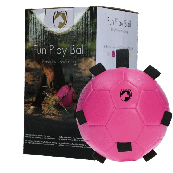Pferdespielball mit Gummibändern, 19 cm, Rosa – Excellent Horse Fun Play Ball