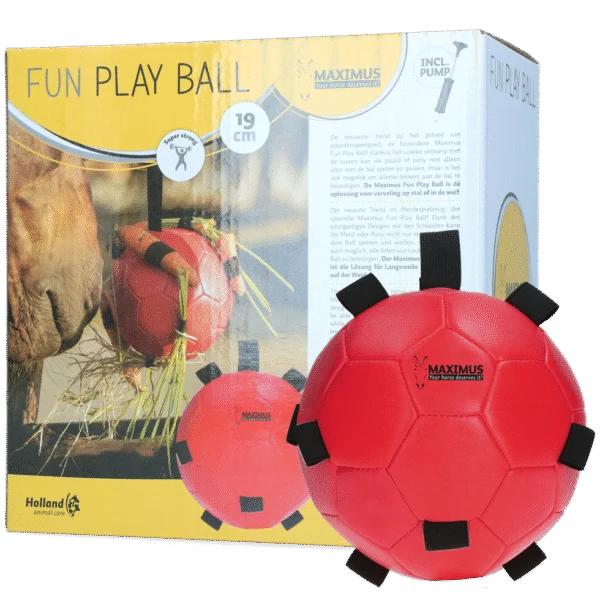 Pferdespielball mit Elastikbändern, 19 cm, Rot – Excellent Horse Fun Play Ball