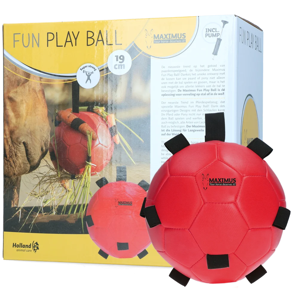 MAXI5301.png Pferdespielball mit Elastikbändern, 19 cm, Rot – Excellent Horse Fun Play Ball – Bild 1