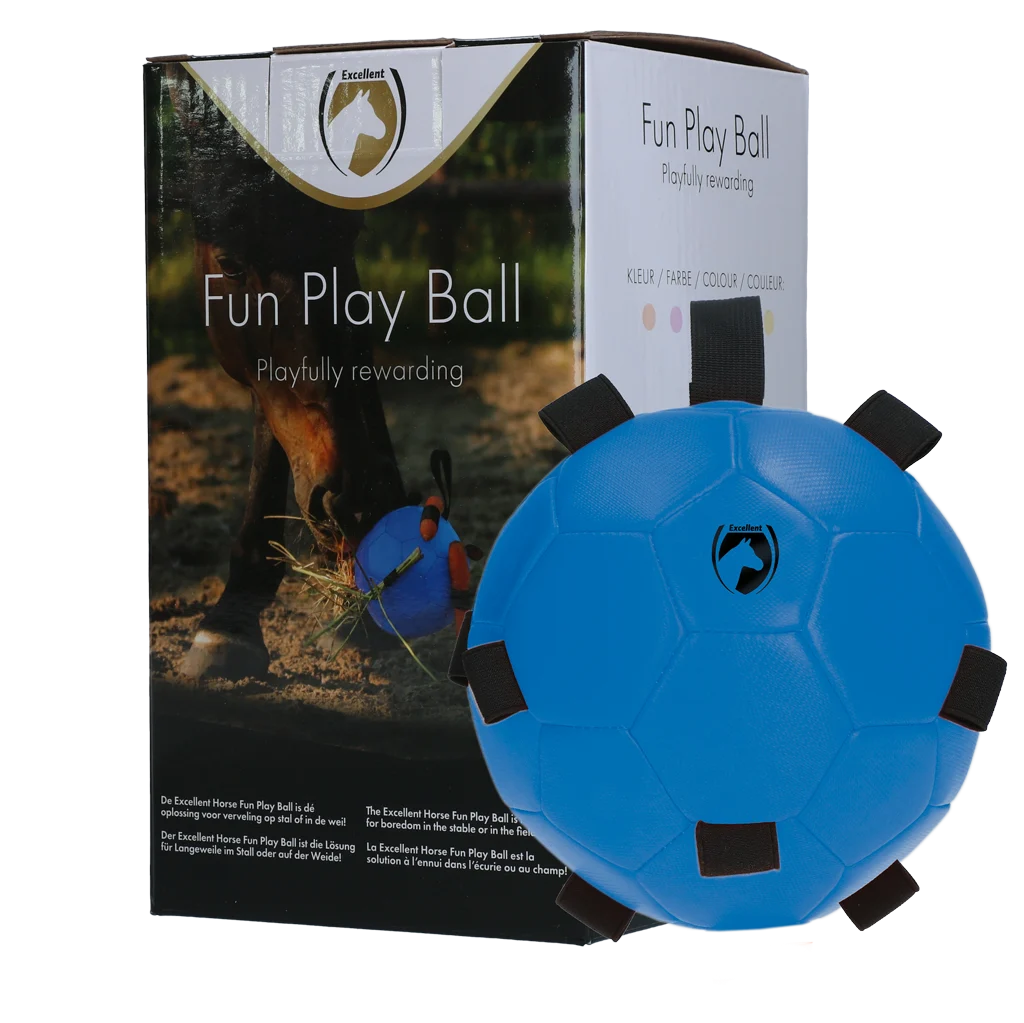 MAXI5302.png Pferdespielball mit Elastikbändern, 19 cm, Blau – Excellent Horse Fun Play Ball – Bild 1