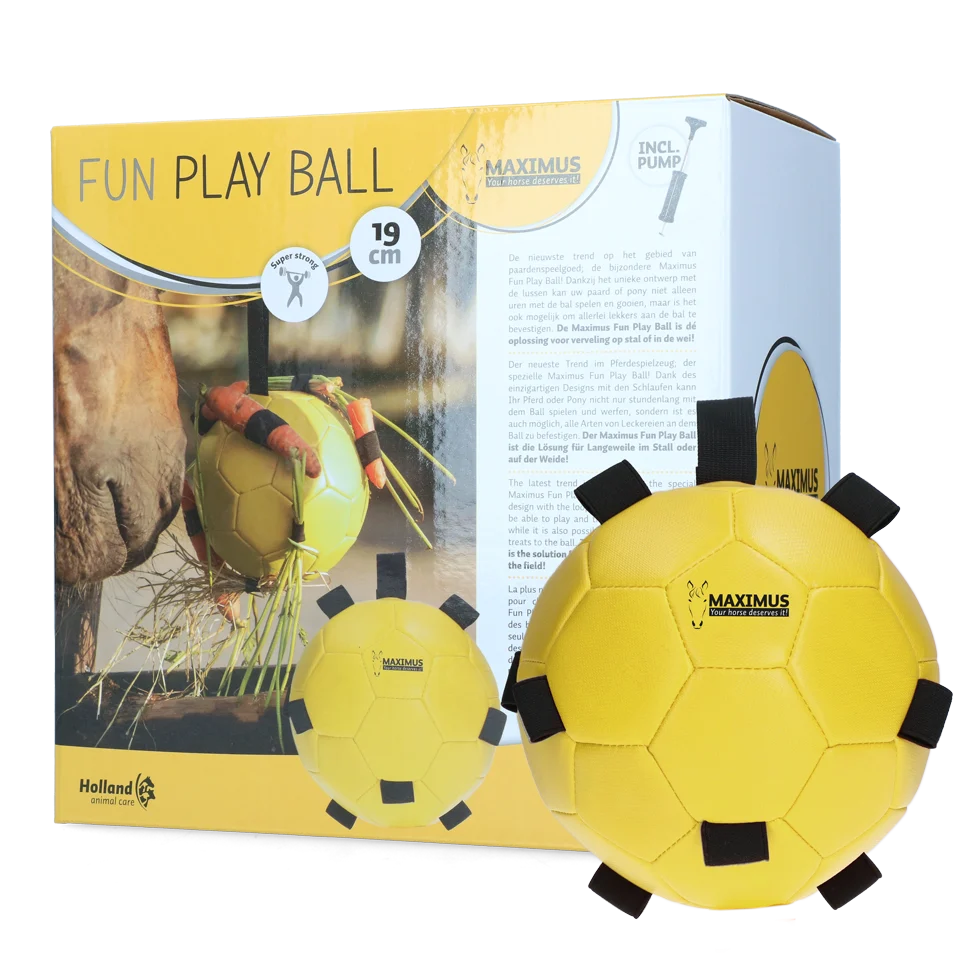 Pferdespielball mit Gummibändern, 19 cm, Gelb – Excellent Horse Fun Play Ball – Bild 1