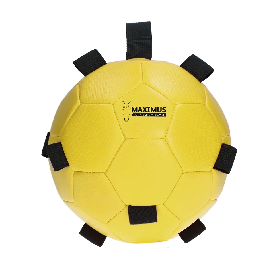 Pferdespielball mit Gummibändern, 19 cm, Gelb – Excellent Horse Fun Play Ball – Bild 2