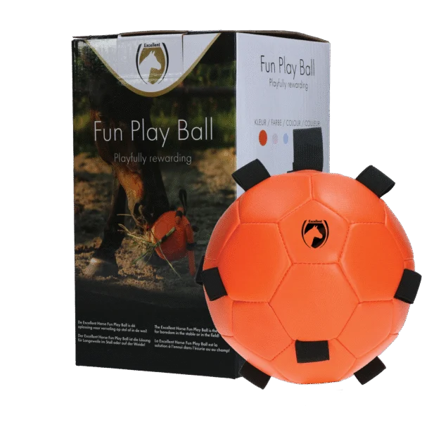 Pferdespielball mit Gummibändern, 19 cm, orange – Excellent Horse Fun Play Ball