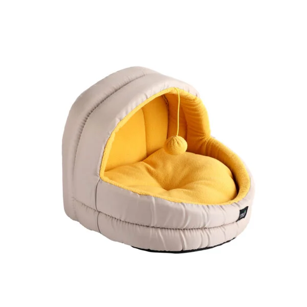 Katzenhöhle mit Fleece Liegefläche und Spielbällchen – Minus One Hideaway Cat Cave Yellow