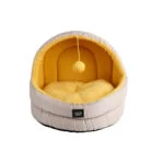 Katzenhöhle mit Fleece Liegefläche und Spielbällchen – Minus One Hideaway Cat Cave Yellow – Bild 2