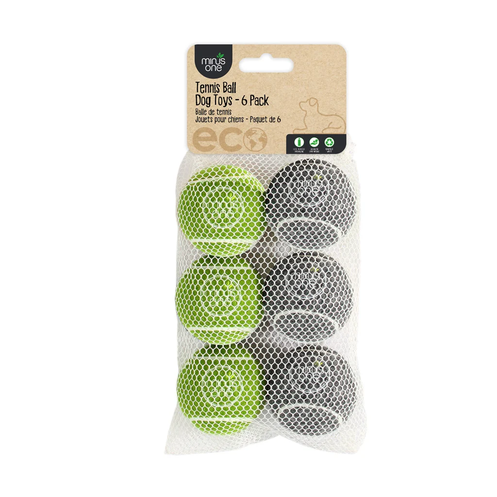 MINU37115.jpg Tennisbälle für Hunde, 6er Set – Minus One Bouncy Tennis Ball Dog Toys – Bild 1