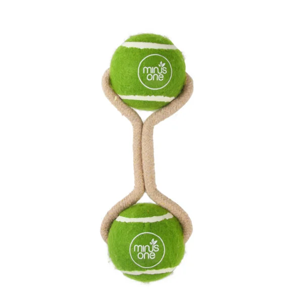 Tennisbälle am Seil, 2 Stück – Minus One Dog Tennis Ball Rope Toy Double Meadow