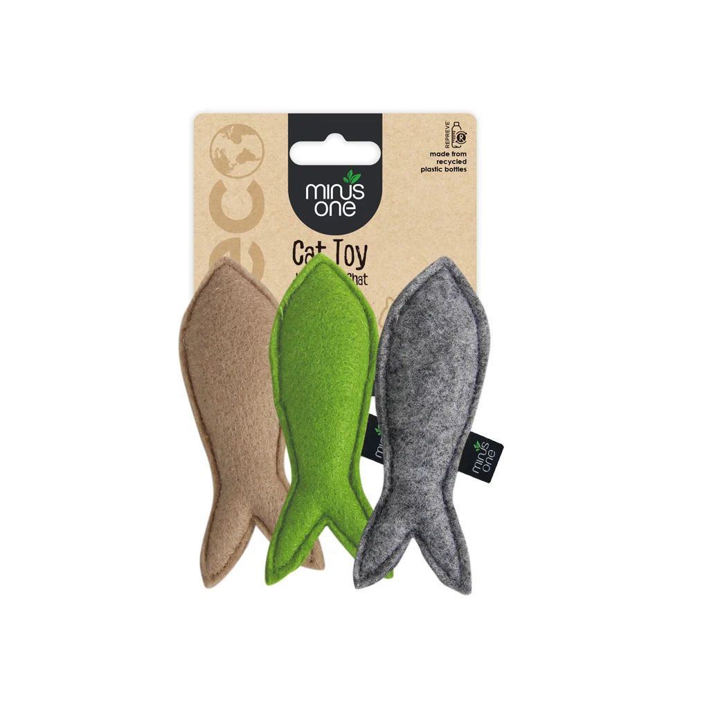 MINU37377.jpg Katzenspielzeug Fische aus Filz mit Katzenminze, 3 Stück – Minus One Felt Cat Toys Fish 3 pack – Bild 1