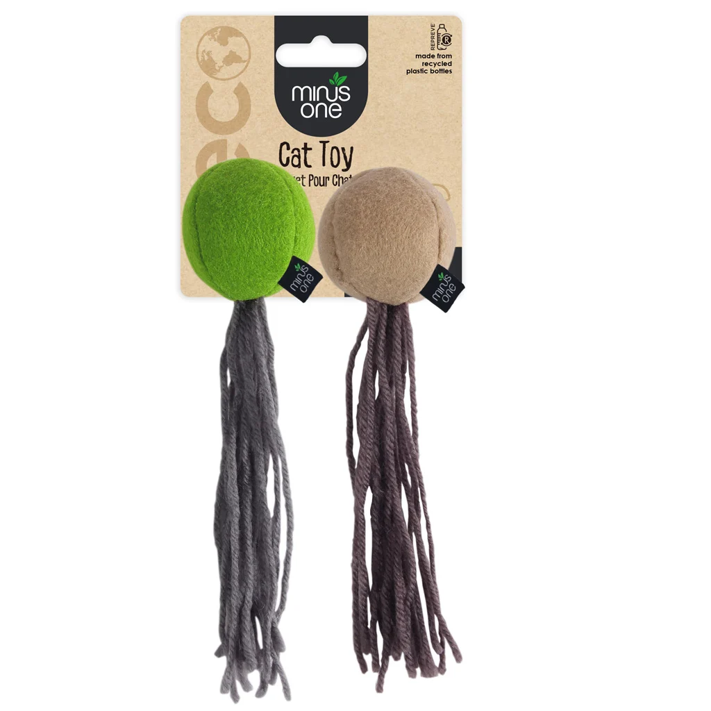 MINU37378.jpg Katzenbällchen mit Filz und Katzenminze, 2 Stück – Minus One Felt Cat Toys Balls 2-pack – Bild 1
