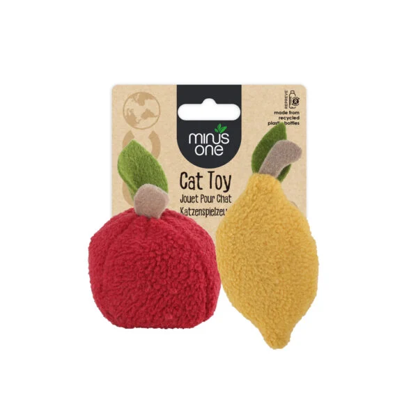 Katzenspielzeug in Fruchtform mit Katzenminze, Zitrone und Apfel, 2 Stück – Minus One Fruit Cat Toys Lemon & Apple