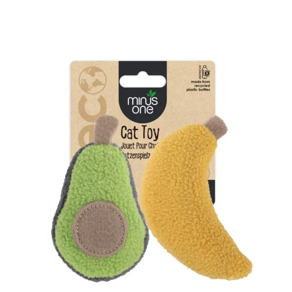 Katzenspielzeug in Fruchtform mit Katzenminze, Avocado und Banane, 2 Stück – Minus One Fruit Cat Toys Avacado & Banana