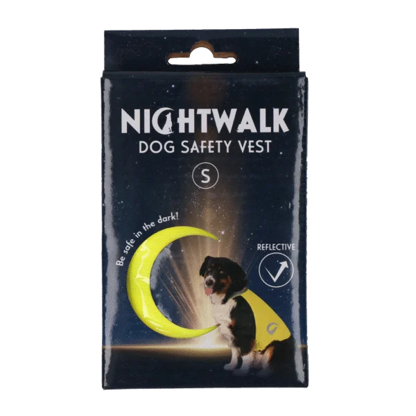 Sicherheitsweste für Hunde mit reflektierenden Details und Klettverschluss, Gelb, S – Nightwalk Safety Vest