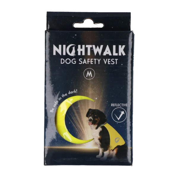 Sicherheitsweste für Hunde mit reflektierenden Details und Klettverschluss, Gelb, M – Nightwalk Safety Vest