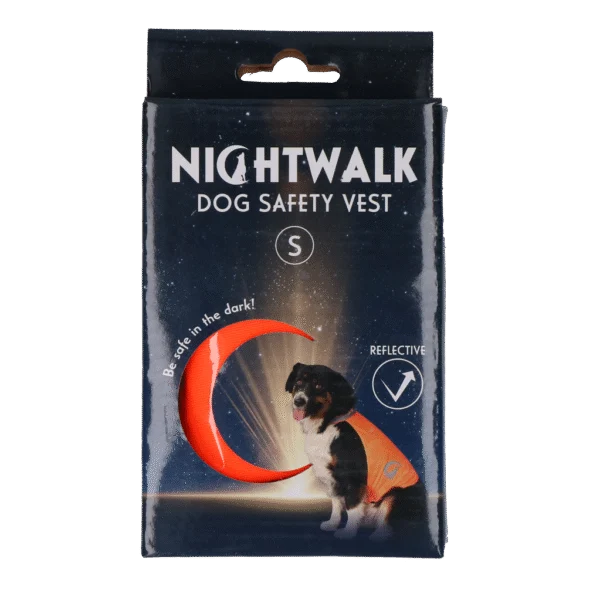 Sicherheitsweste für Hunde mit reflektierenden Details und Klettverschluss, Orange, S – Nightwalk Safety Vest