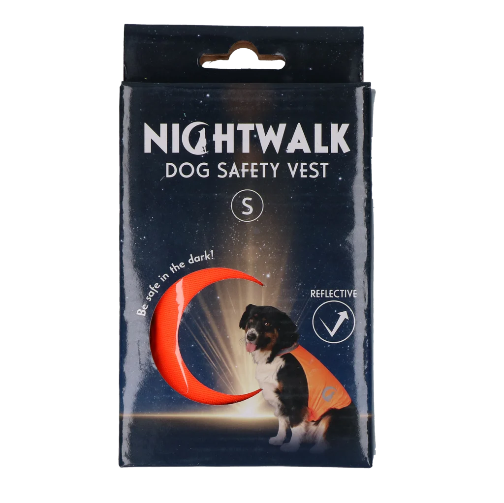Sicherheitsweste für Hunde mit reflektierenden Details und Klettverschluss, Orange, S – Nightwalk Safety Vest – Bild 1