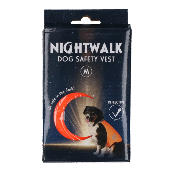 Sicherheitsweste für Hunde mit reflektierenden Details und Klettverschluss, Orange, M – Nightwalk Safety Vest