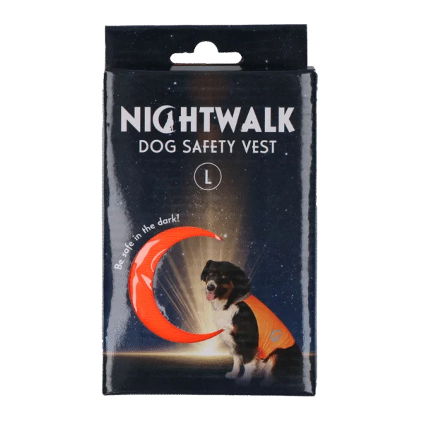 Hundewarnweste mit reflektierenden Details und Klettverschluss, Orange, L – Nightwalk Safety Vest