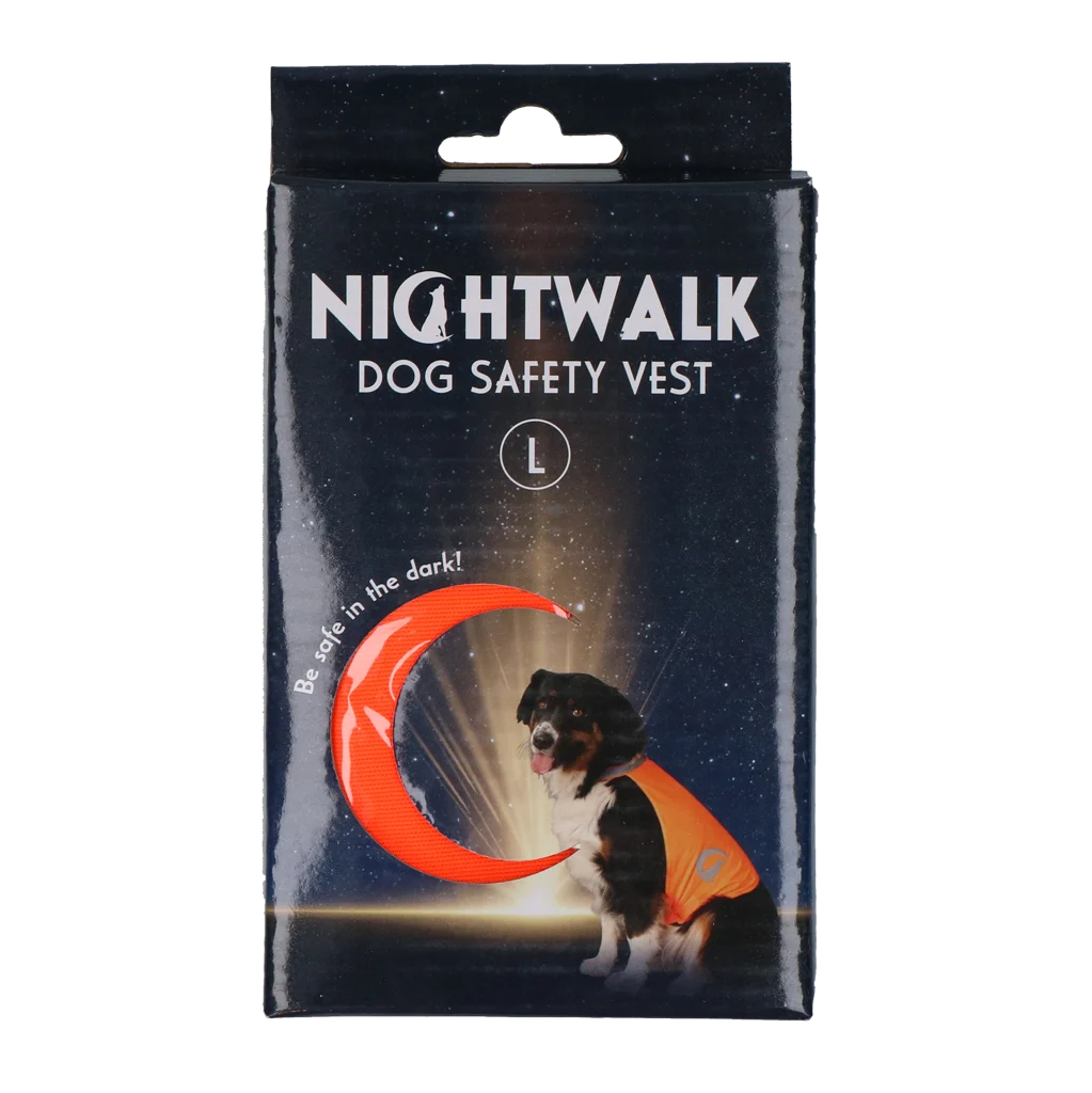 Hundewarnweste mit reflektierenden Details und Klettverschluss, Orange, L – Nightwalk Safety Vest – Bild 1