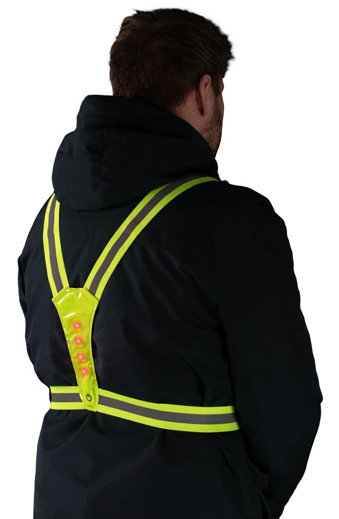 Sicherheitsgeschirr mit LED Beleuchtung, verstellbar, gelb – Nightwalk Human Safety Harness – Bild 4
