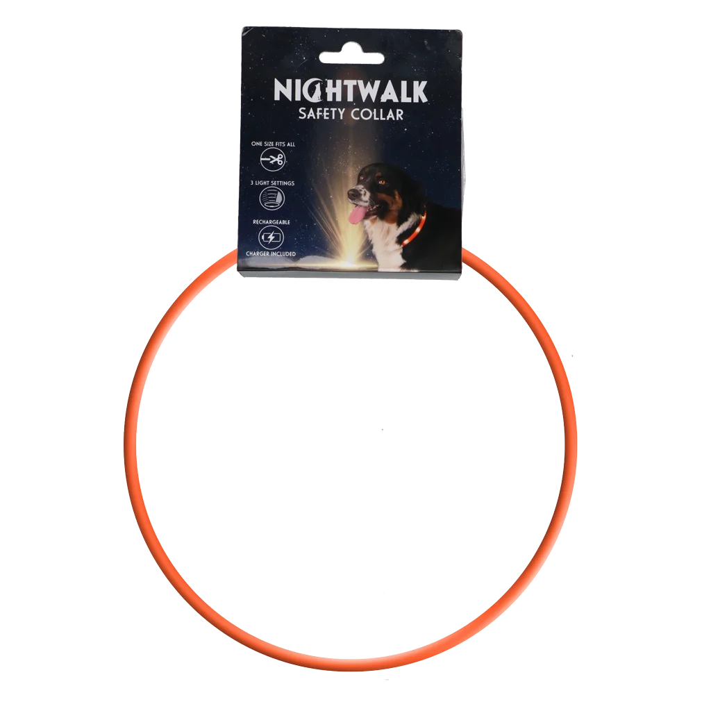 NIGH075.png Leuchtendes, wiederaufladbares Hundehalsband, Orange – Nightwalk Safety Collar – Bild 1