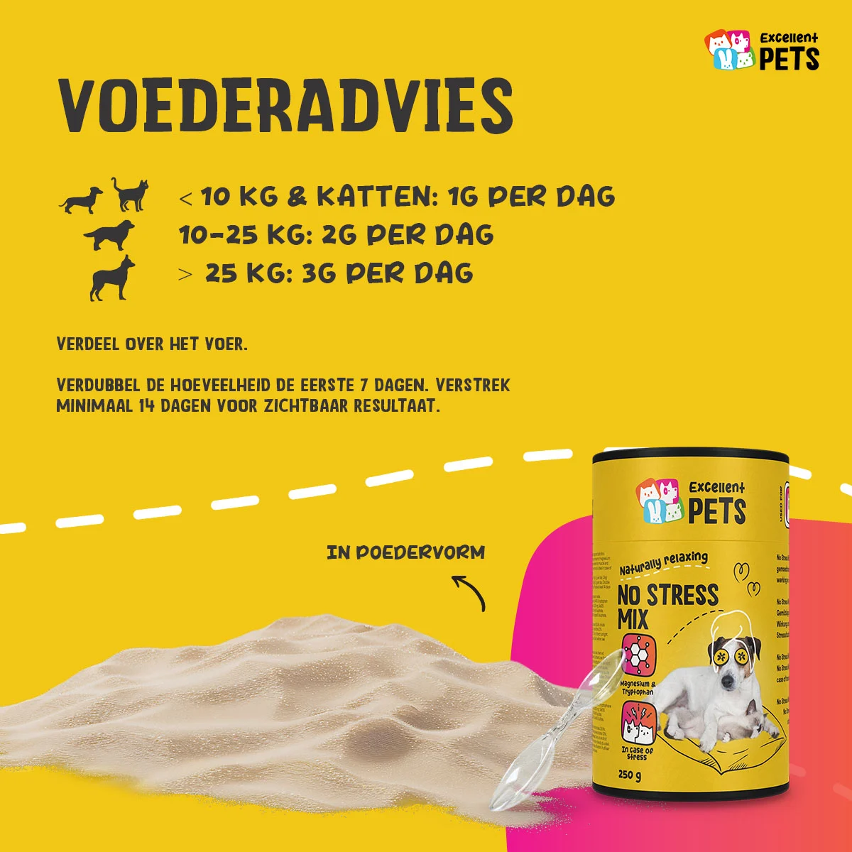 Ergänzungsfuttermittel Pulver für Hunde und Katzen bei Anspannung, 250 g – Excellent Pets No Stress Mix – Bild 3