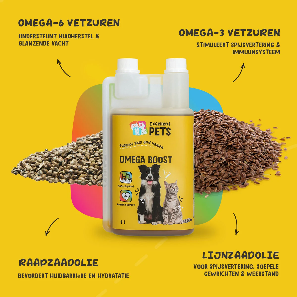 Omega Öl für Hunde mit pflanzlichen Ölen, 1 l – Excellent Pets Omega Boost – Bild 5