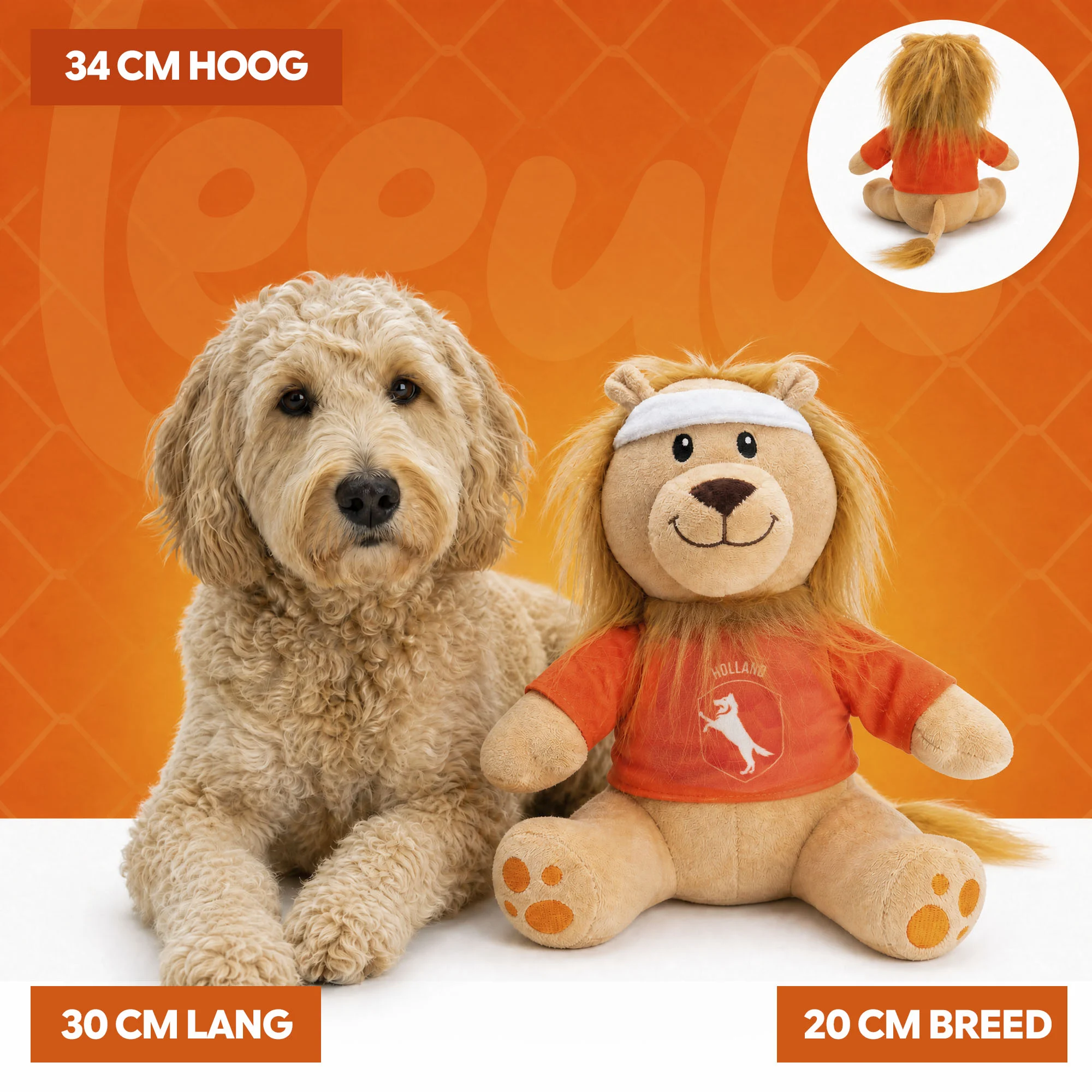 Plüsch Hundekuscheltier Löwe, Orange, 34 cm – Holland Oranje Löwe L – Bild 5