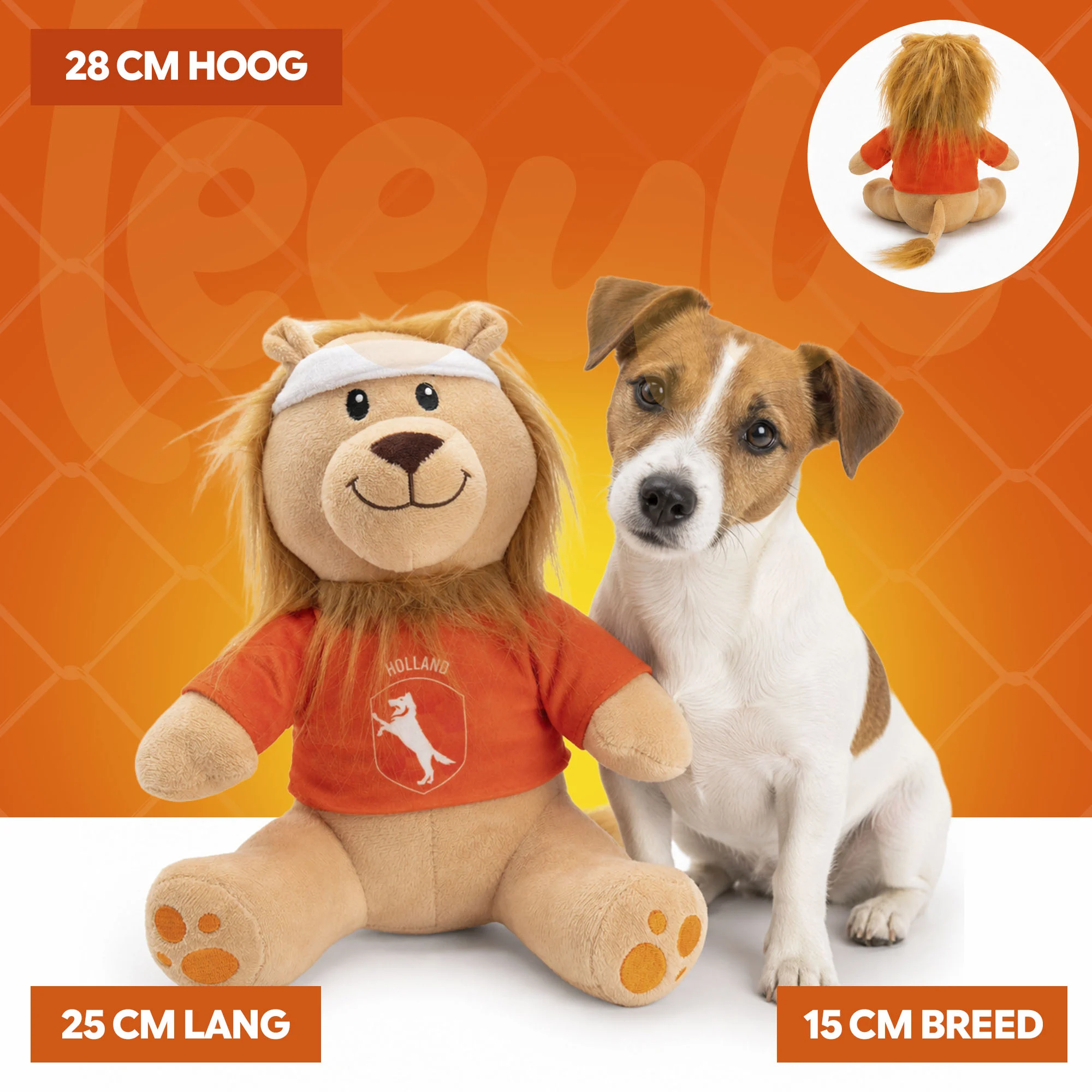 Plüsch Hundespielzeug Löwe, Orange, 28 cm – Holland Oranje Löwe M – Bild 5