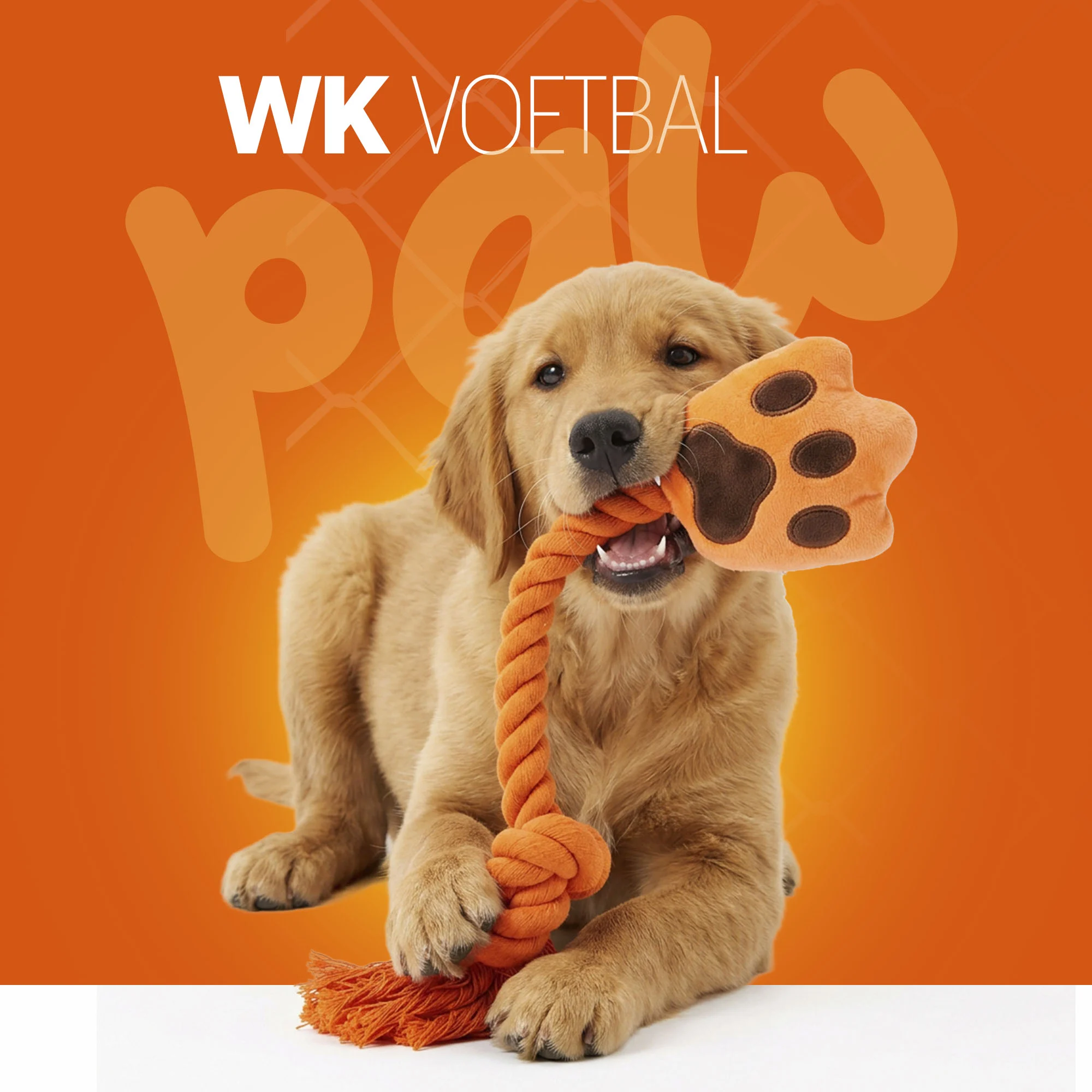 Zerrspielzeug für Hunde in Handform mit Baumwolltau und Quietscher – Holland Oranje High Five – Bild 2