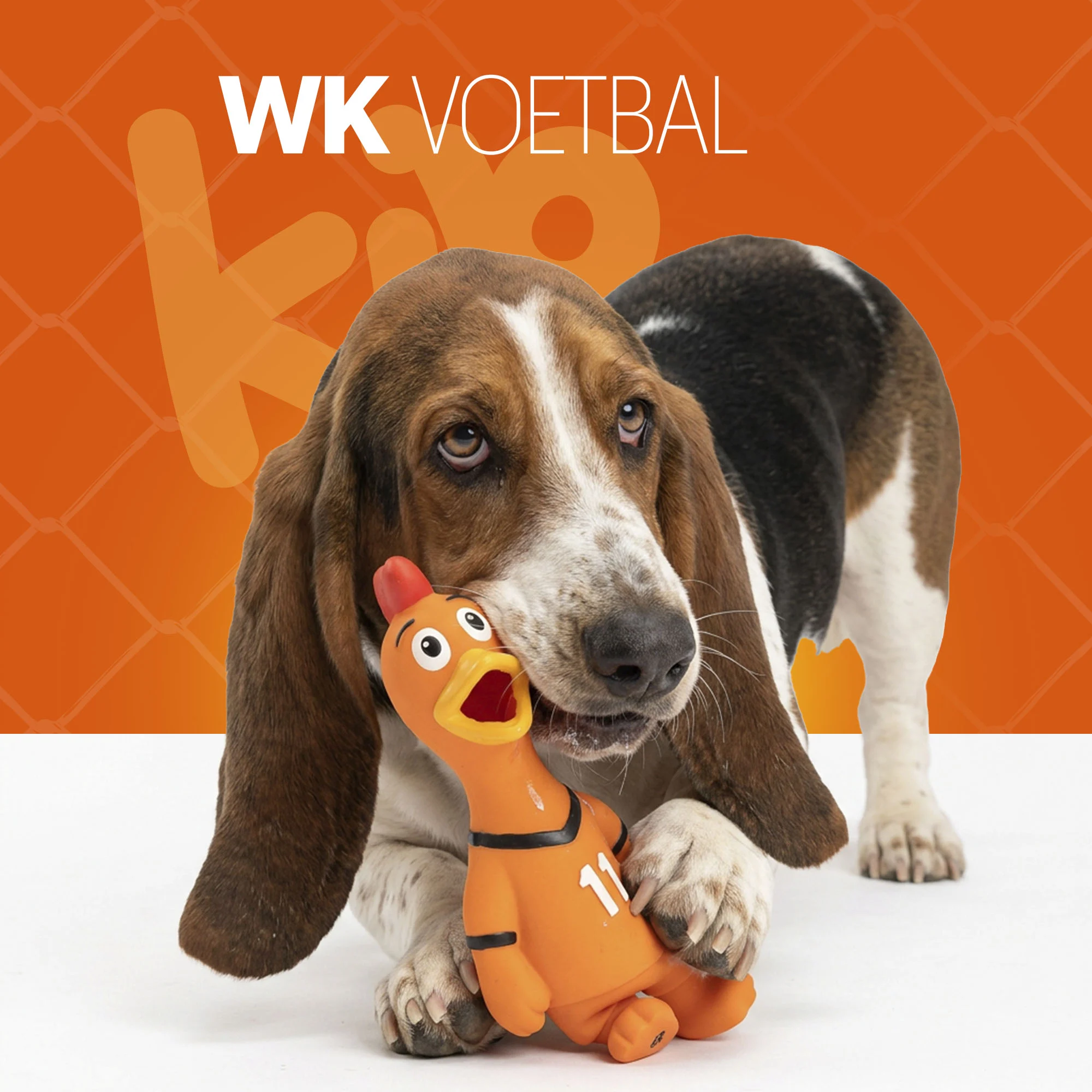Hundespielzeug in Hühnerform aus Latex, Orange – Holland WM Huhn – Bild 2