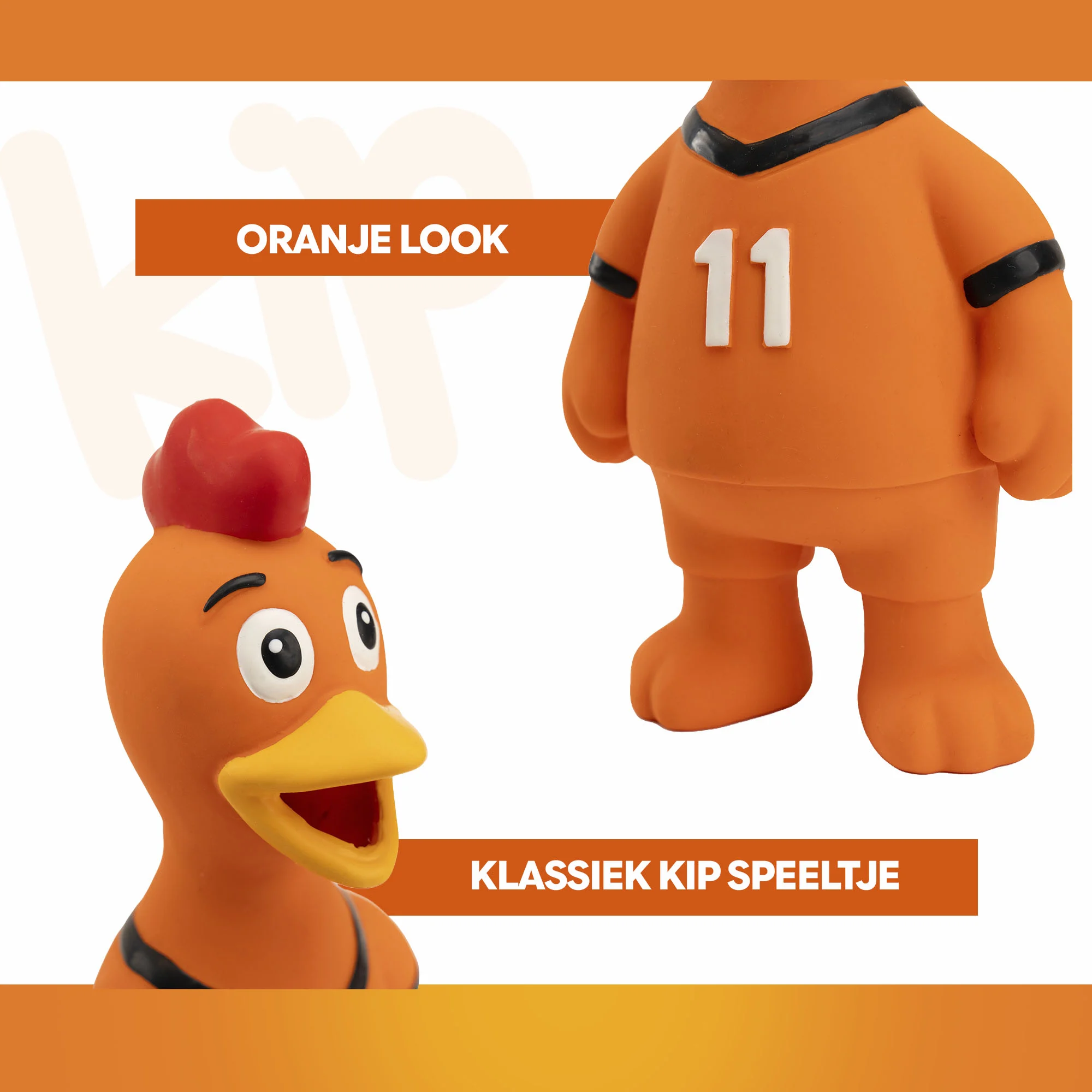 Hundespielzeug in Hühnerform aus Latex, Orange – Holland WM Huhn – Bild 5