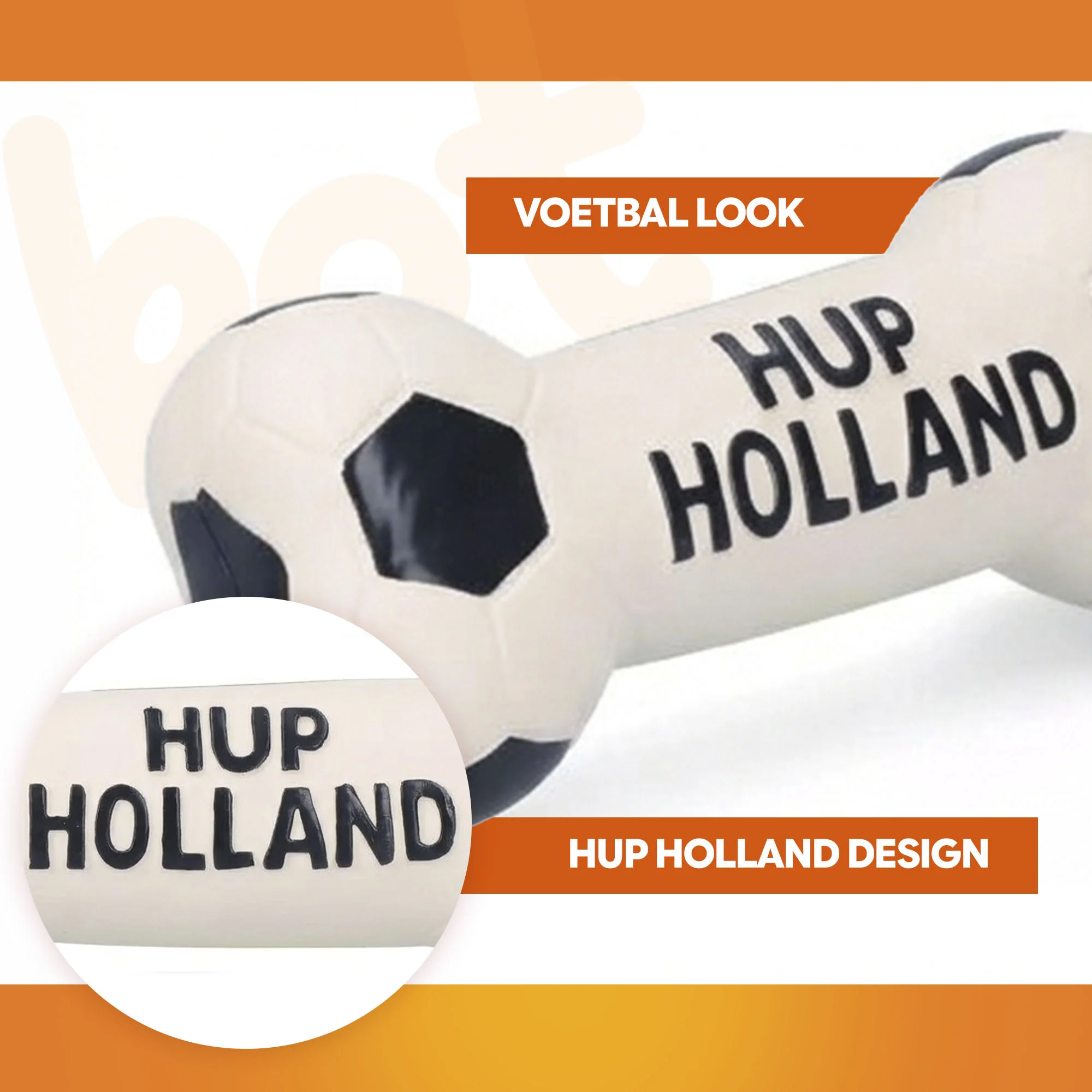 Hundespielzeug aus Latex in Knochenform, orange – Holland WK Knochen – Bild 5