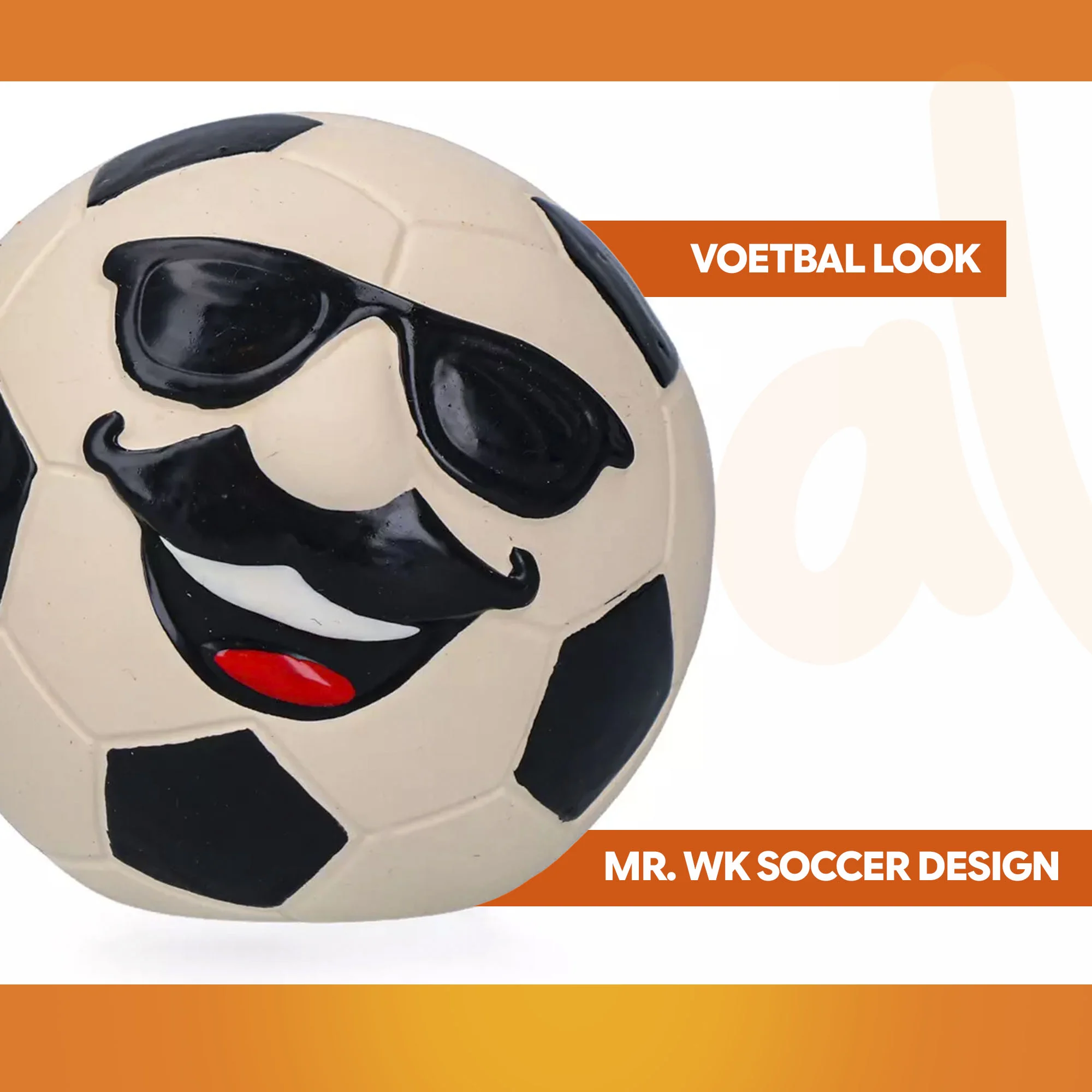 Latex Hundespielzeug mit Quietscher Orange M – Holland Mr. WK Soccer – Bild 3