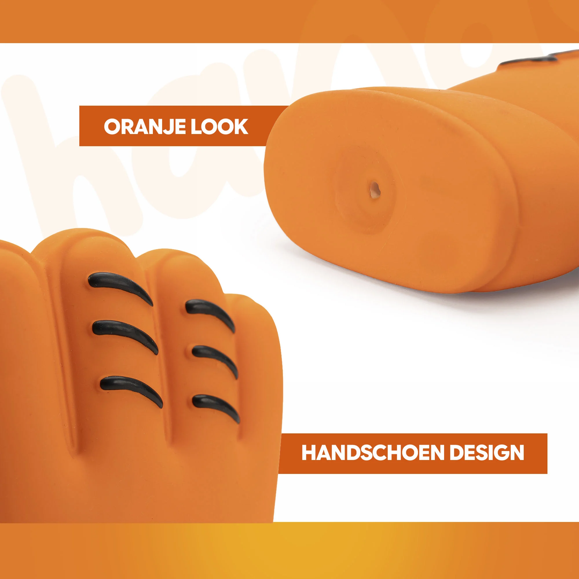 Hundespielzeug in Handschuhform aus Latex, Orange – Holland WM Handschuh – Bild 5