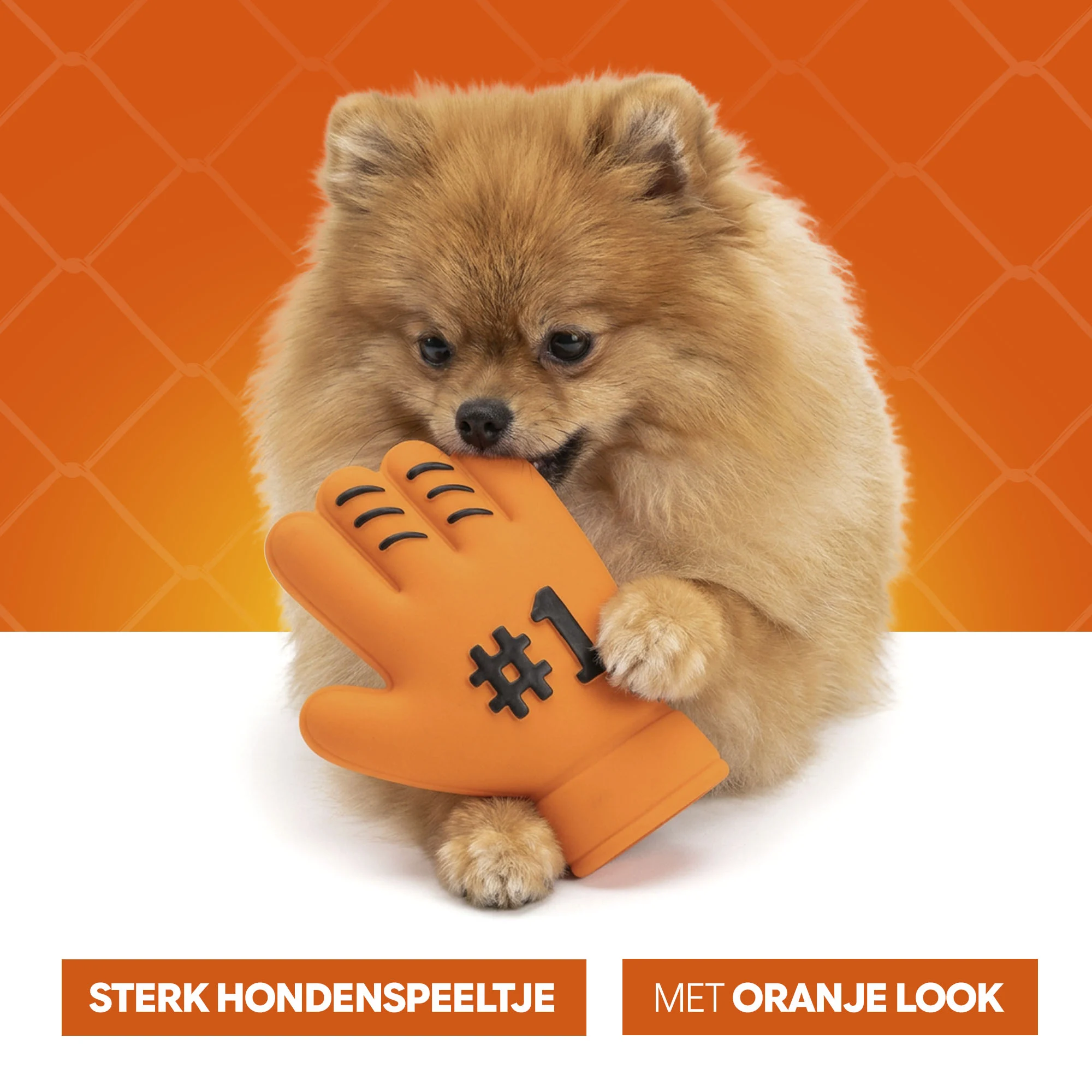 Hundespielzeug in Handschuhform aus Latex, Orange – Holland WM Handschuh – Bild 6